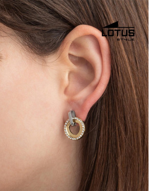 LOTUS STYLE STAINLESS STEEL EARRINGS 